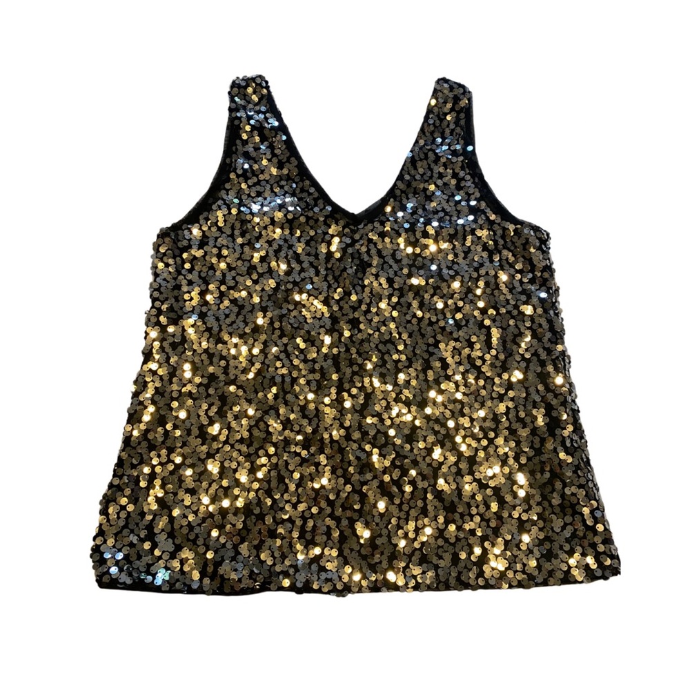 Silver and Black Sequin Tank Top